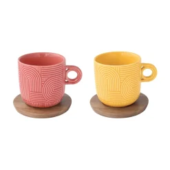 Easy Life Ensemble de 2 tasses à thé avec soucoupe TAKE A LOOP ASS.2> Quotidienne|Petit Dejeuner