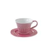 Easy Life Ensemble de 6 tasses à thé de 250 ml avec soucoupes en porcelaine DEEP PINK> Moderne|Petit Dejeuner