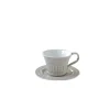 Easy Life Ensemble de 6 tasses à thé de 120 ml avec soucoupes en porcelaine AQUA LIGHT GREY> Moderne|Petit Dejeuner