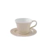 Easy Life Ensemble de 6 tasses à thé de 250 ml avec soucoupes en porcelaine BEIGE> Moderne|Petit Dejeuner