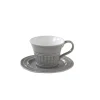Easy Life Ensemble de 6 tasses à thé de 250 ml avec soucoupes en porcelaine DEEP GREY> Moderne|Petit Dejeuner