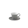 Easy Life Ensemble de 6 tasses à thé de 120 ml avec soucoupes en porcelaine AQUA GREY> Moderne|Petit Dejeuner