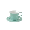 Easy Life Ensemble de 6 tasses à thé de 250 ml avec soucoupes en porcelaine AQUA> Moderne|Petit Dejeuner