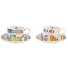 Easy Life Ensemble de 2 tasses avec soucoupe TUTTI FRUTTI> Coffret Cadeau|Petit Dejeuner