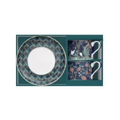 Easy Life Ensemble de 2 tasses de 240 ml avec soucoupes en porcelaine, dans une boîte cadeau MANDALAY> Coffret Cadeau|Petit Dejeuner