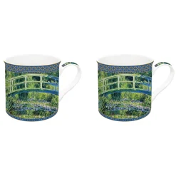 Easy Life Ensemble de 2 tasses en porcelaine de 300 ml dans une boîte cadeau WATER LILIESAND THE JAPANESE BRIDG> Masterpiece|Petit Dejeuner