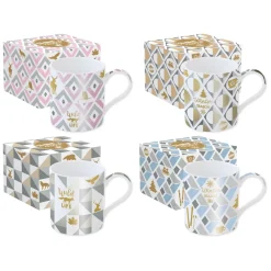 Easy Life Ensemble de 4 tasses en porcelaine de 350 ml avec décors assortis SHINE & COLOUR WINTER SEASON> Petit Dejeuner