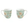 Easy Life Ensemble de 2 tasses en porcelaine de 300 ml ZEN GARDEN GREEN> Romantique|Petit Dejeuner