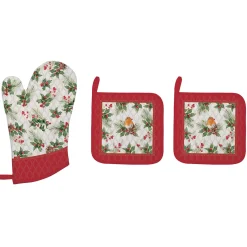 Easy Life Ensemble textile de cuisine – 1 gant et 2 maniques CHRISTMAS BERRIES> Noël|Christmas Berries