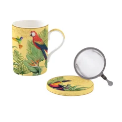 Easy Life Mug et sous-verre avec infuseur EXOTIC PARADISE> Petit Dejeuner|Exotic Paradise