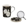 Easy Life Mug et sous-verre avec infuseur ART DECO & FLOWERS> Coffret Cadeau|Petit Dejeuner