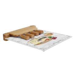 Easy Life Planche à fromage avec plateau en verre et 4 couteaux à fromage LES FROMAGES><noscript><img width=