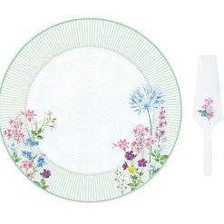 Easy Life Plateau à gâteau avec spatule FLORAISON> Romantique|Services De Table En Porcelaine​