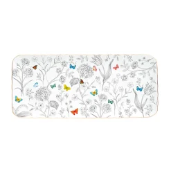 Easy Life Plateau de service rectangulaireFLEURS ET PAPILLONS> Nature|Services De Table En Porcelaine