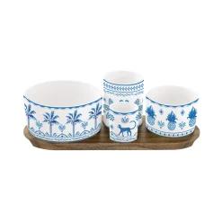 Easy Life Set apéritif 4 bols bleus EXOTIC VIBES> Ethnique|Services De Table En Porcelaine