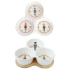 Easy Life Set apéritif avec 3 bols en porcelaine et support en bambou NUTCRACKER> Noël|Services De Table En Porcelaine​