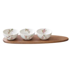 Easy Life Set apéritif avec 3 bols et plateau SAKURA> Nature|Services De Table En Porcelaine​