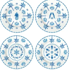 Easy Life Set de 4 assiettes à dessert bleues EXOTIC VIBES> Services De Table En Porcelaine|Exotic Vibes