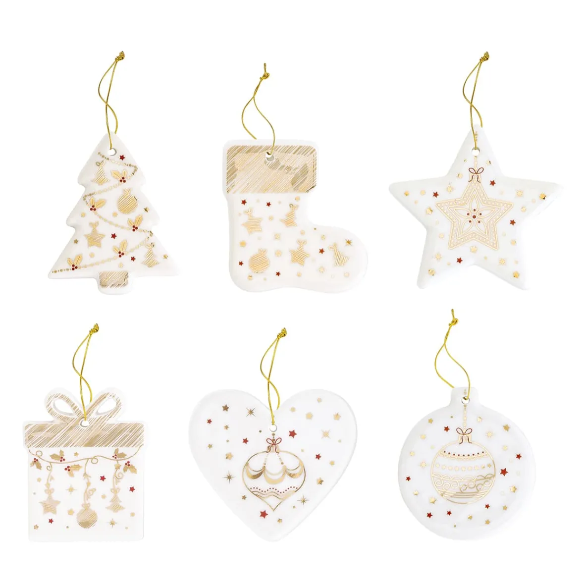 Easy Life Set de 6 décorations en porcelaine pour sapin de Noël CHRISTMAS LIGHTs> Noël|Christmas Lights