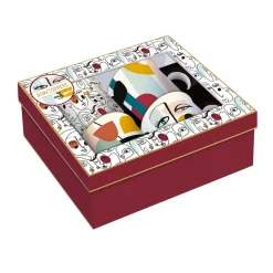 Easy Life Set de 4 mugs 300 ml en porcelaine fine MODERNISME> Coffret Cadeau|Petit Dejeuner