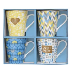 Easy Life Set de 4 mugs en porcelaine de 300 ml CUP OF COFFEE> Petit Dejeuner