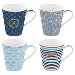 Easy Life Set de 4 mugs en porcelaine de 300 ml BORD DE MER> Petit Dejeuner