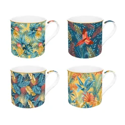 Easy Life Set de 4 mugs en porcelaine de 300 mlEQUATORIAL> Coffret Cadeau|Petit Dejeuner