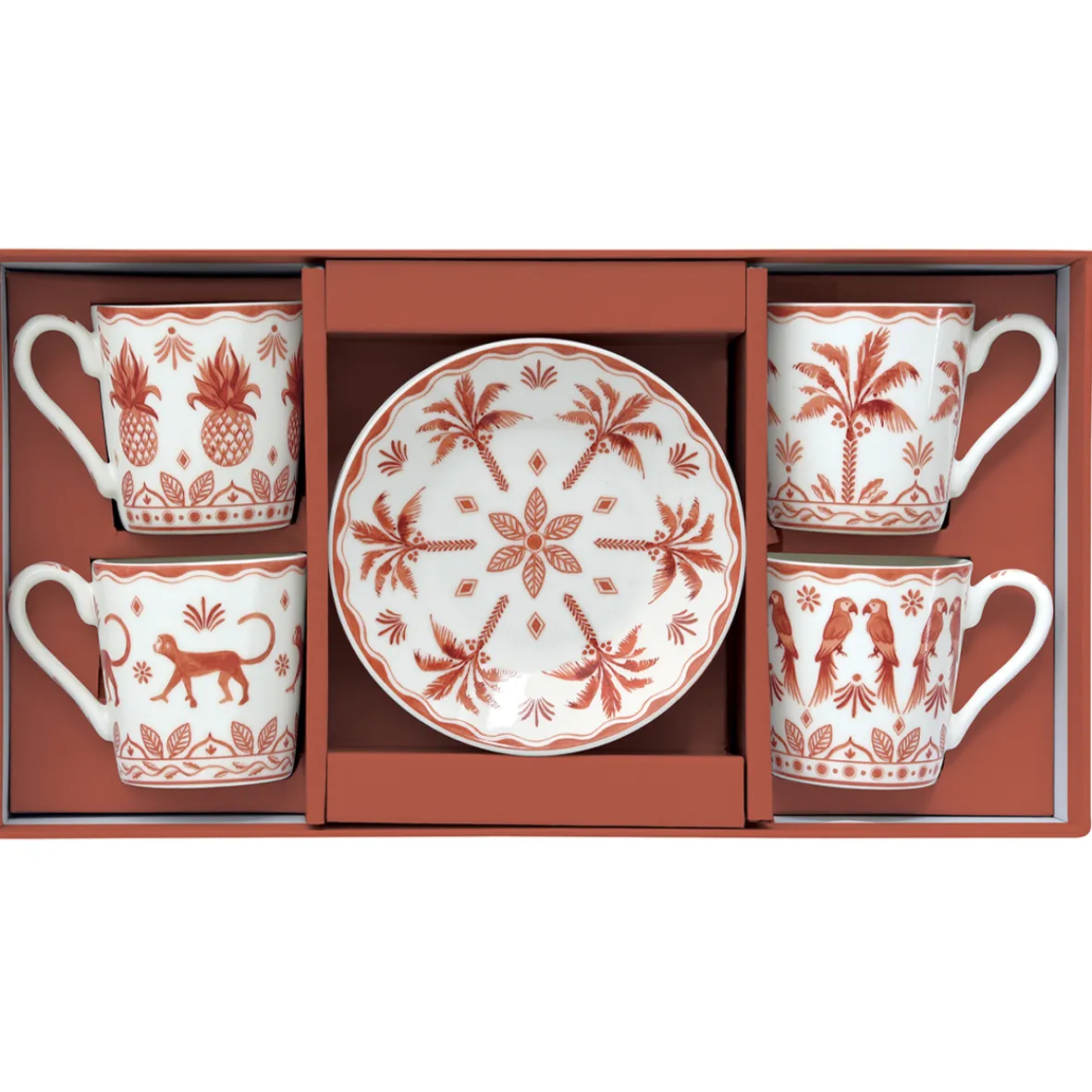 Easy Life Set de 4 tasses à café avec soucoupes EXOTIC VIBES> Ethnique|Petit Dejeuner