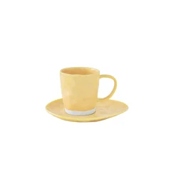 Easy Life Set de 6 tasses à café de 120 ml avec soucoupes en porcelaine INTERIORS YELLOW> Moderne|Petit Dejeuner