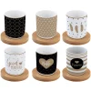 Easy Life Set de 6 tasses à espresso avec soucoupes en bambou, capacité 110 ml GOOD MORNIN> Petit Dejeuner