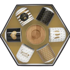 Easy Life Set de 6 tasses à espresso avec soucoupes en bambou, capacité 110 ml GOOD MORNIN> Petit Dejeuner