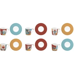 Easy Life Set de 6 tasses à espresso de 100 ml avec soucoupesILLUSION> Coffret Cadeau|Petit Dejeuner