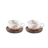 Easy Life Set de 2 tasses avec soucoupes SAKURA> Nature|Petit Dejeuner