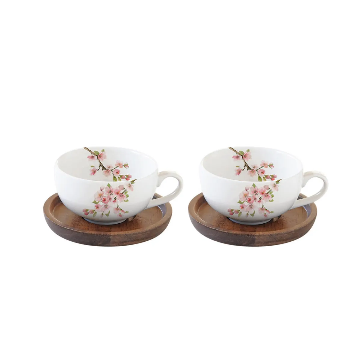 Easy Life Set de 2 tasses avec soucoupes SAKURA> Nature|Petit Dejeuner