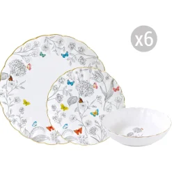 Easy Life Set de vaisselle 18 pcs FLEURS ET PAPILLONS> Nature|Services De Table En Porcelaine​