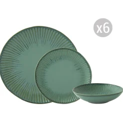 Easy Life Set de vaisselle 18 pcs GALLERY GREEN> Moderne|Services De Table En Porcelaine​