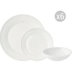 Easy Life Set de vaisselle 18 pcs TIFFANY WHITE> Services De Table En Porcelaine​|Tiffany