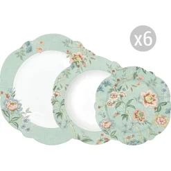 Easy Life Set de vaisselle 18 pcs ZEN GARDEN GREEN> Romantique|Services De Table En Porcelaine