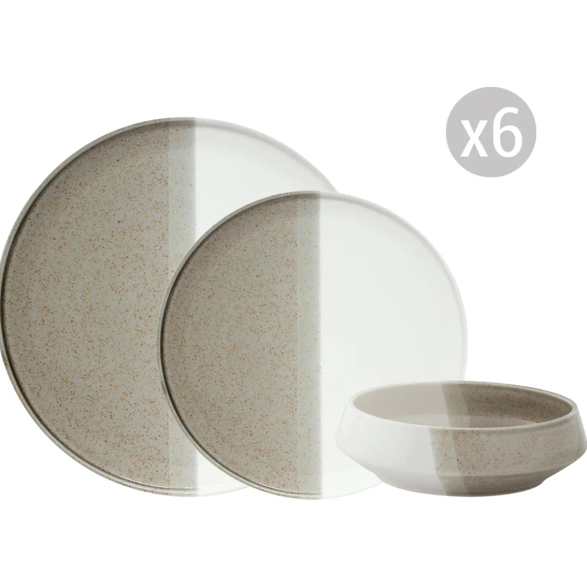 Easy Life Set de vaisselle 18 pièces DOUBLE BEIGE> Services De Table En Porcelaine|Double