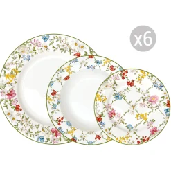 Easy Life Set de vaisselle 18 pièces GARDEN DREAMS> Romantique|Services De Table En Porcelaine​