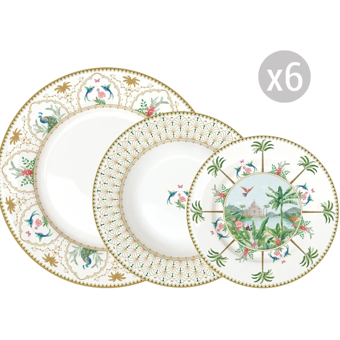 Easy Life Set de vaisselle 18 pièces PARADIS SAUVAGE> Ethnique|Services De Table En Porcelaine