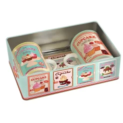Easy Life Set2tassesdeporcelainedans uneboîte en fer-blanc CUPCAKES PINK> Petit Dejeuner