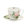 Easy Life Tasse à petit-déjeuner avec assiette JARDIN BOTANIQUE> Romantique|Petit Dejeuner