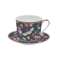 Easy Life Tasse à petit-déjeuner avec soucoupe, 400 ml en porcelaine OKINAWA> Coffret Cadeau|Petit Dejeuner