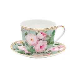 Easy Life Tasse à petit-déjeuner avec soucoupe ROSES IN BLOOM> Romantique|Petit Dejeuner