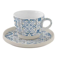 Easy Life Tasse à thé en porcelaine avec soucoupe, 250 ml Casa Decor BLUE> Petit Dejeuner