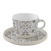 Easy Life Tasse à thé en porcelaine avec soucoupe, 250 ml Casa Decor GREY> Petit Dejeuner