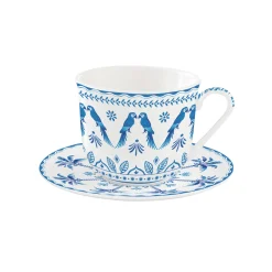 Easy Life Tasse de petit déjeuner avec assiette bleue EXOTIC VIBES> Ethnique|Petit Dejeuner