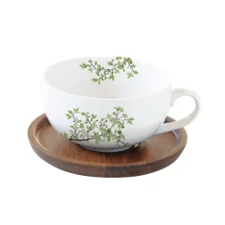 Easy Life Tasse de the 250 ml en porcelaine avec souscoupe NATURA> Nature|Petit Dejeuner
