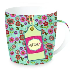 Easy Life Tasse en porcelaine dans une boîte en fer-blanc BACKGROUND BLEU> Petit Dejeuner